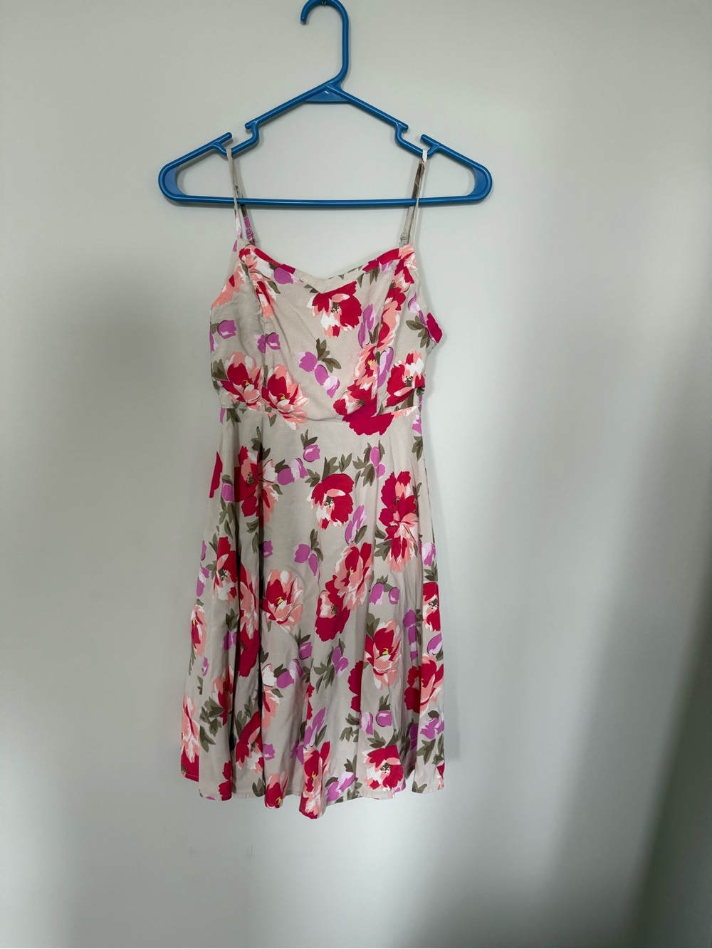 Old Navy Beige bias cut Sundress with Pink Floral Accents size XS
